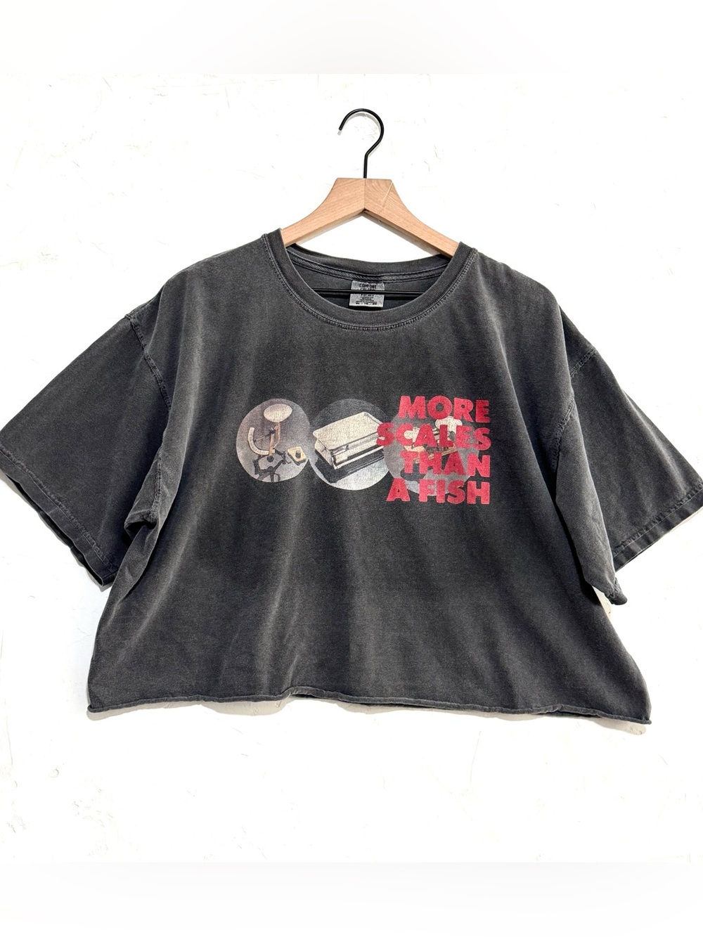 Comfort Colors Charcoal Graphic Crop Tee XL Washed Faded